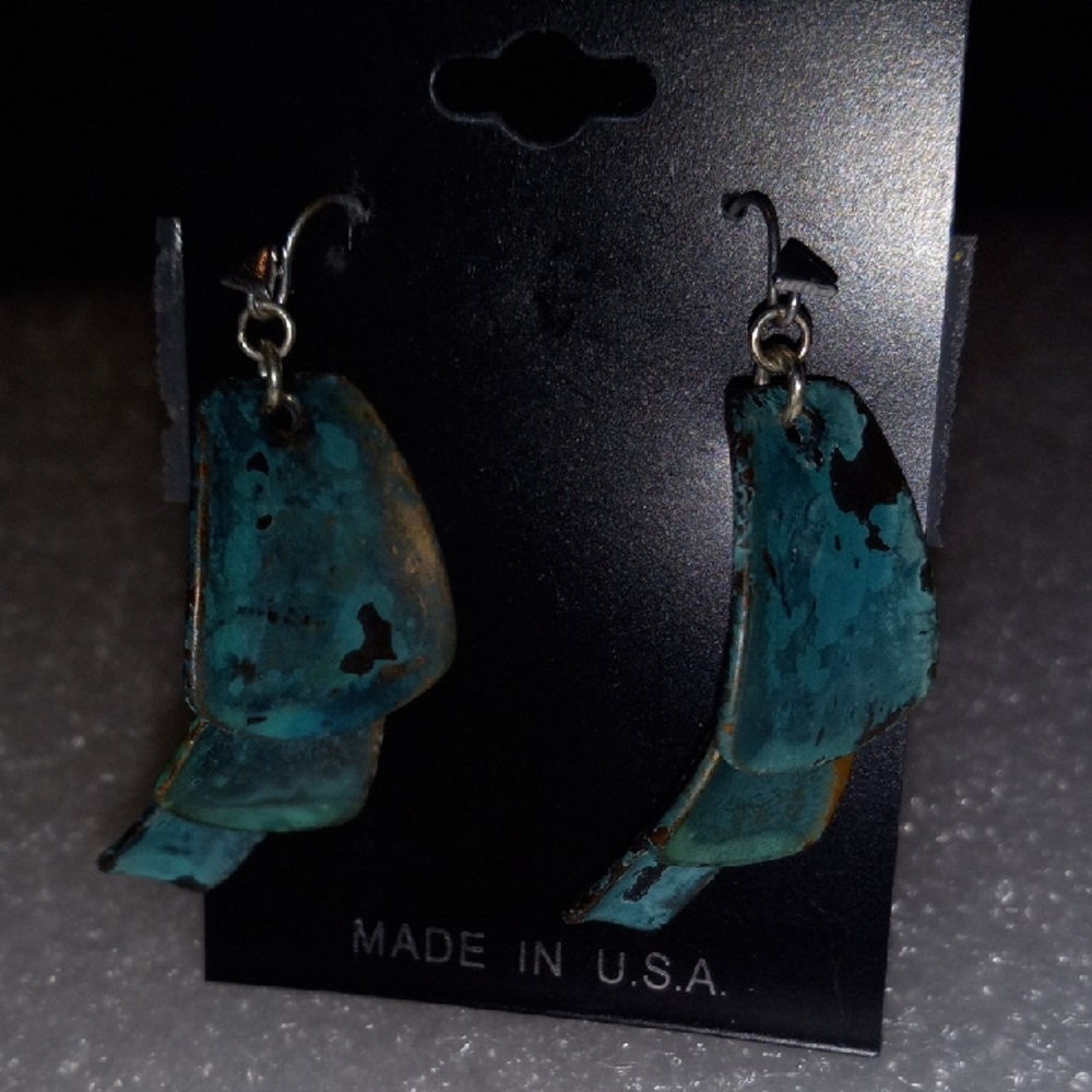 Robert Lee Morris Blue and Green patina Earrings